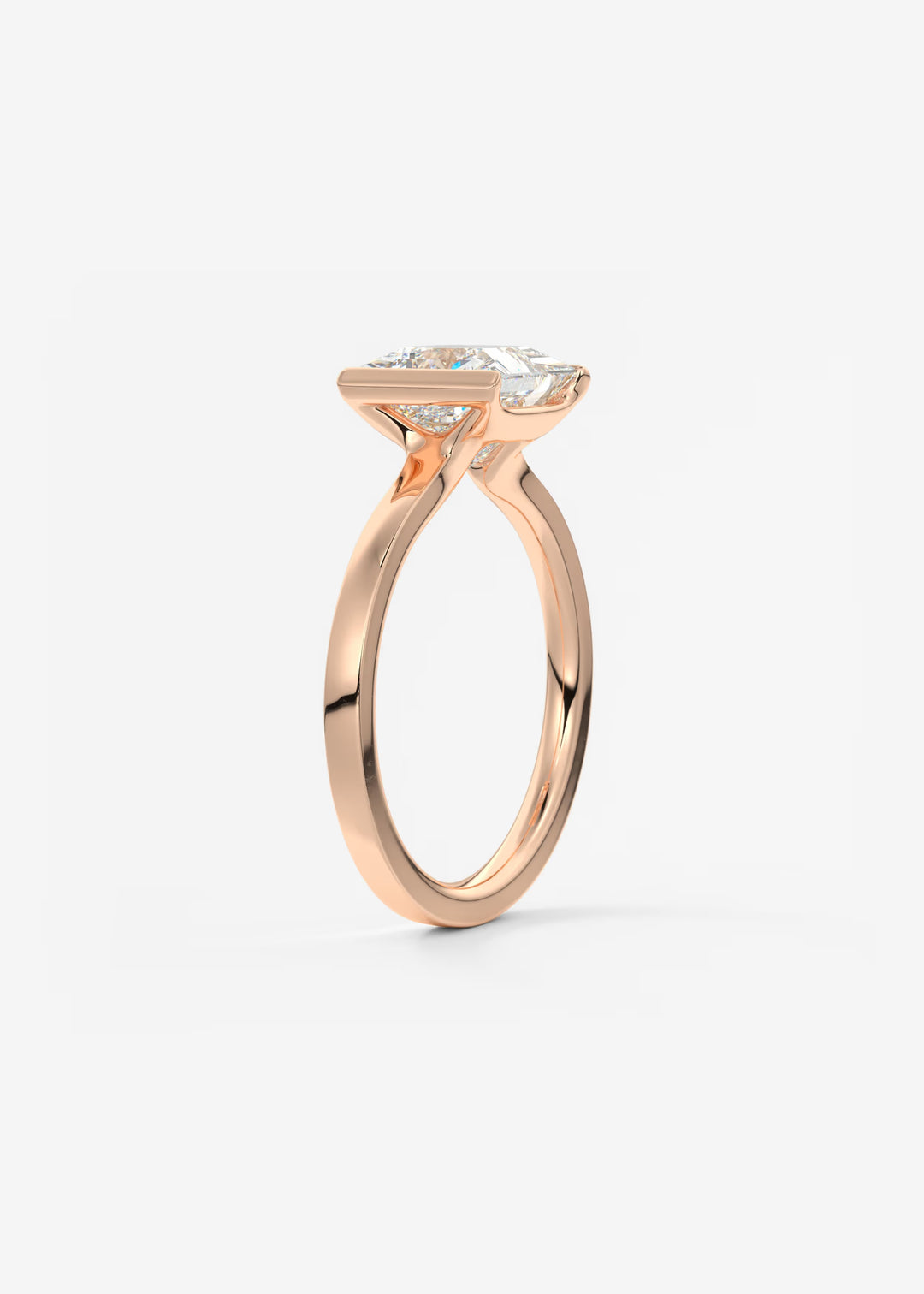 The Vela Princess Cut Engagement Ring with Half Bezel#material_rose