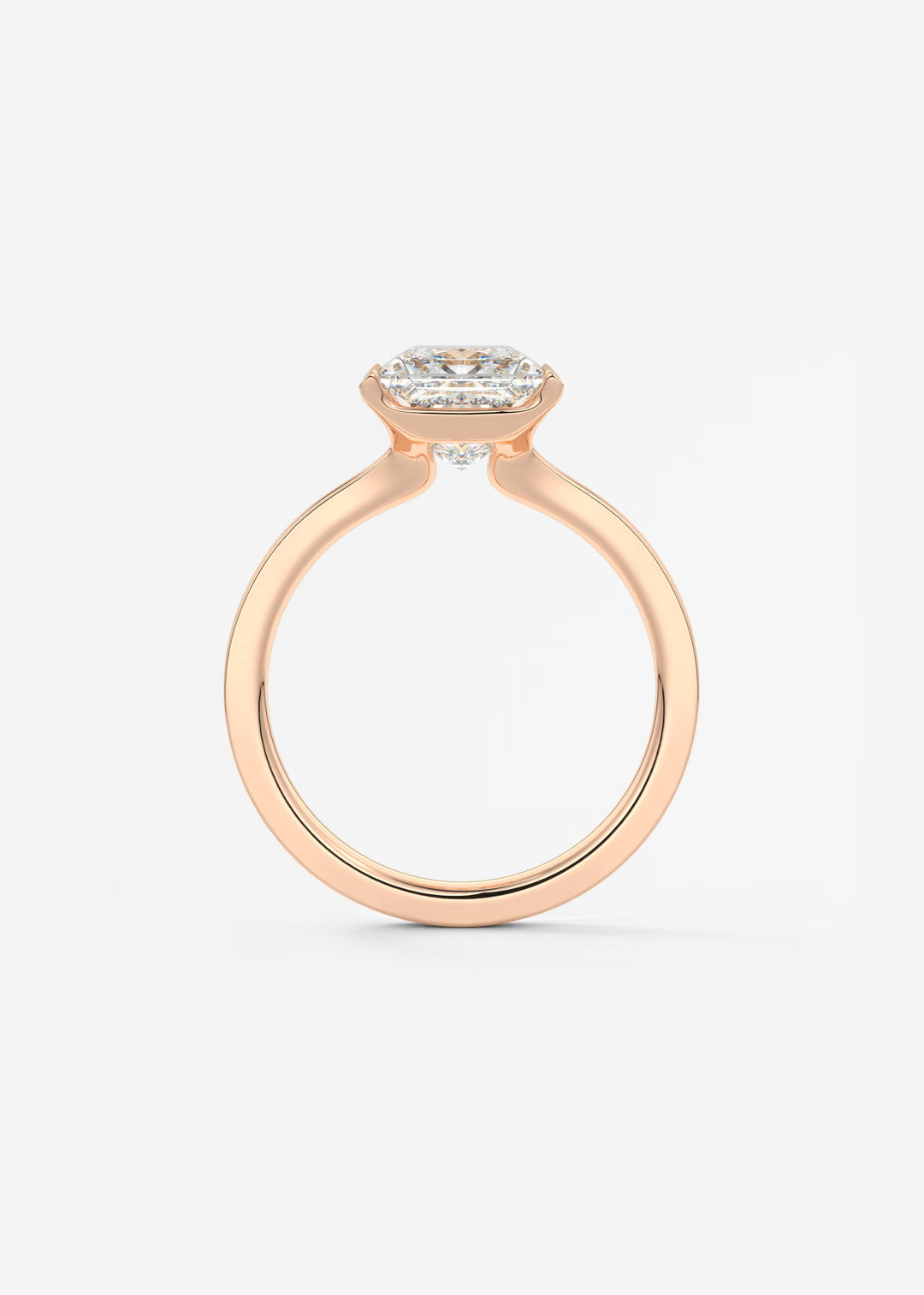 The Vela Princess Cut Engagement Ring with Half Bezel#material_rose
