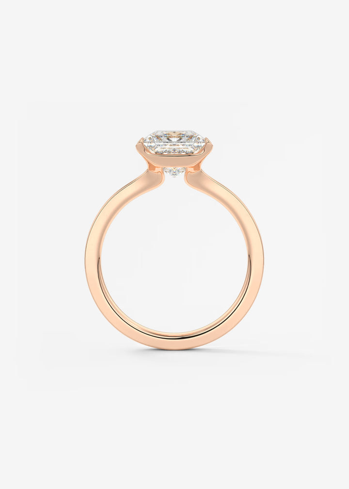 The Vela Princess Cut Engagement Ring with Half Bezel#material_rose