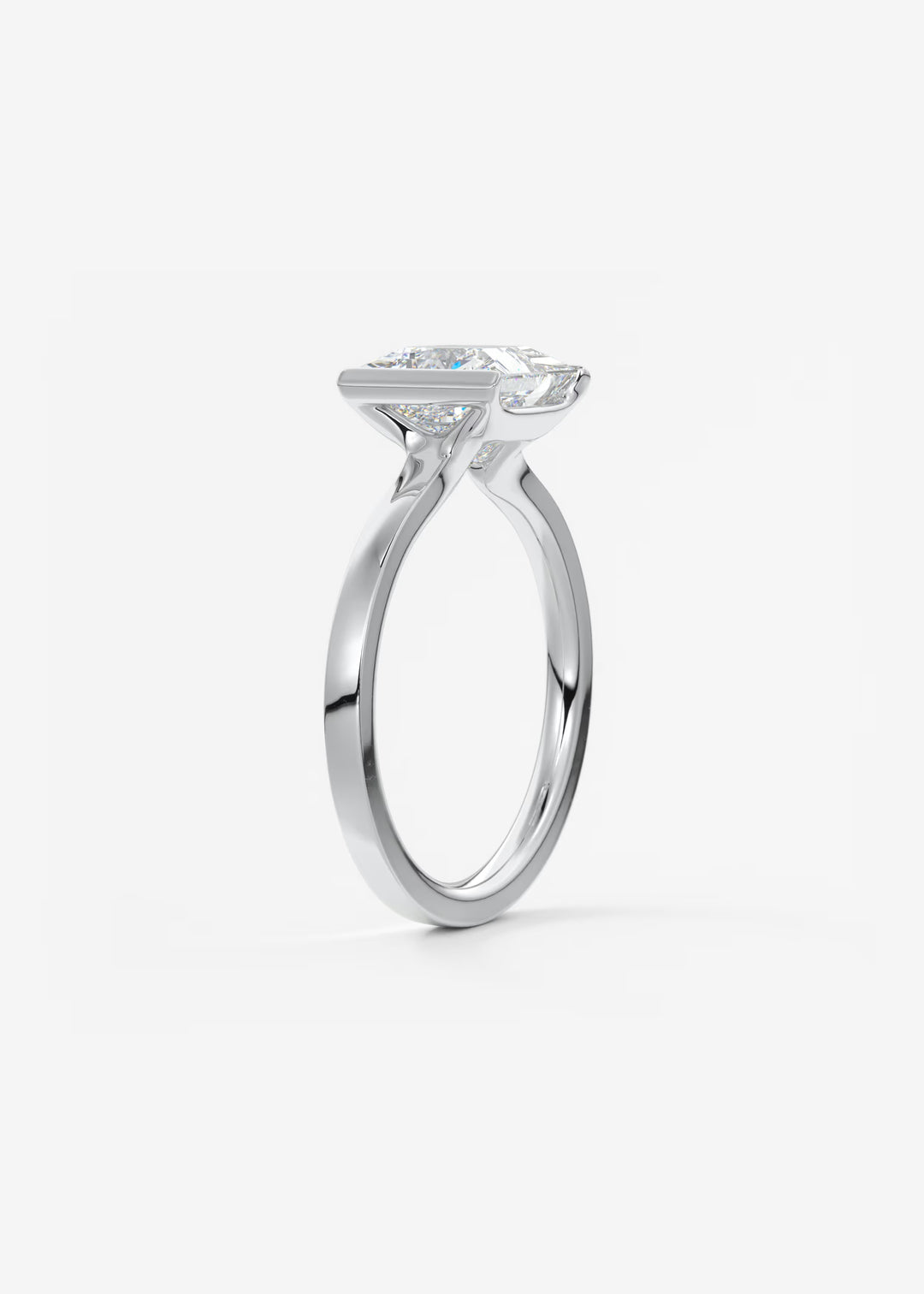 The Vela Princess Cut Engagement Ring with Half Bezel#material_white