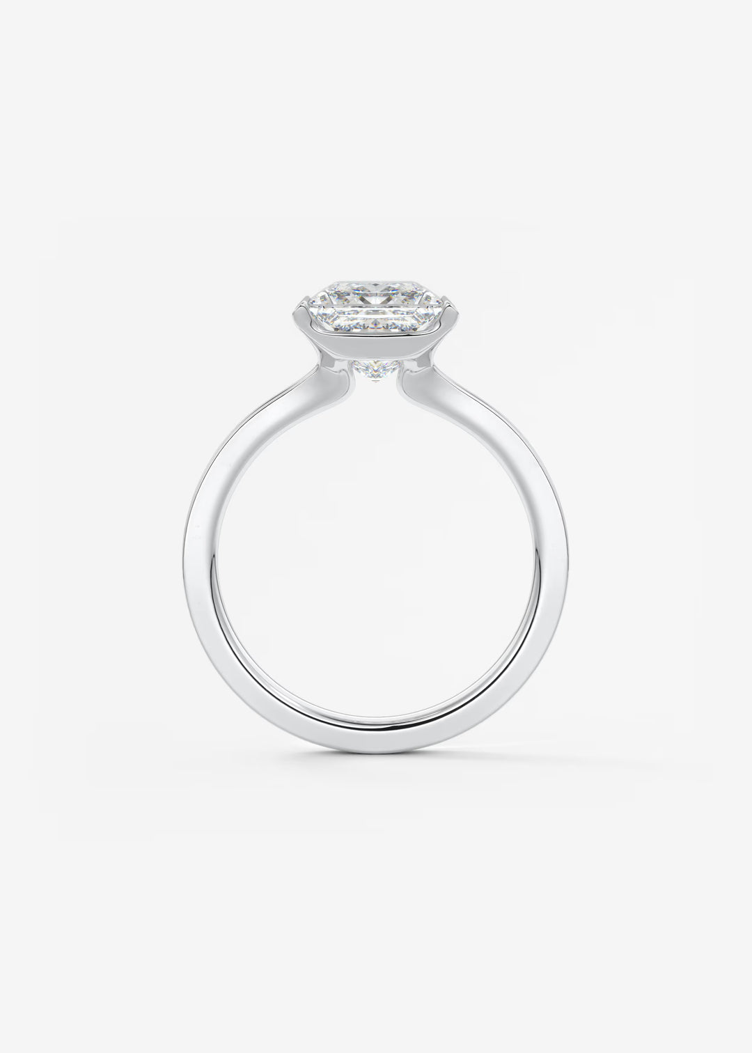 The Vela Princess Cut Engagement Ring with Half Bezel#material_white