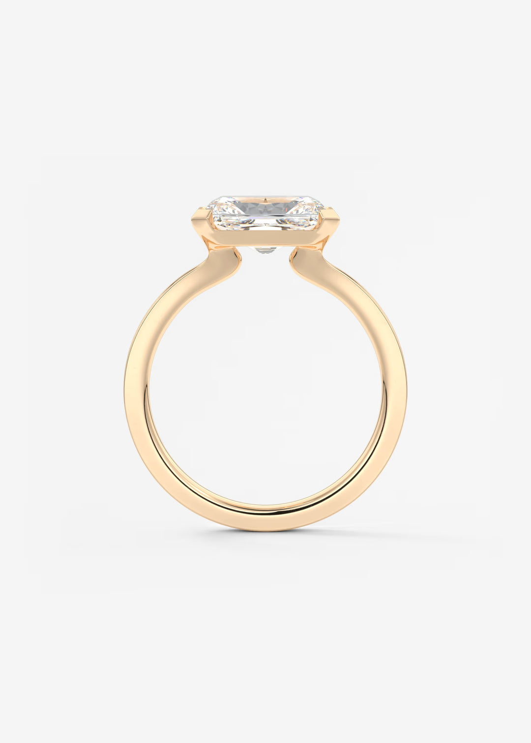 The Vela East West Radiant Cut Engagement Ring with Half Bezel#material_rose