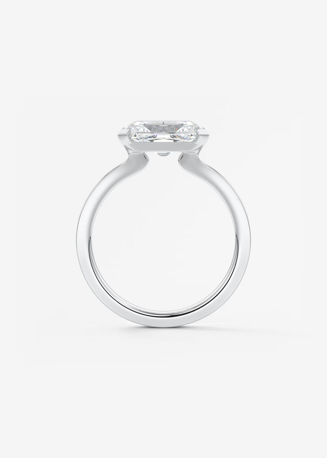 The Vela East West Radiant Cut Engagement Ring with Half Bezel#material_white