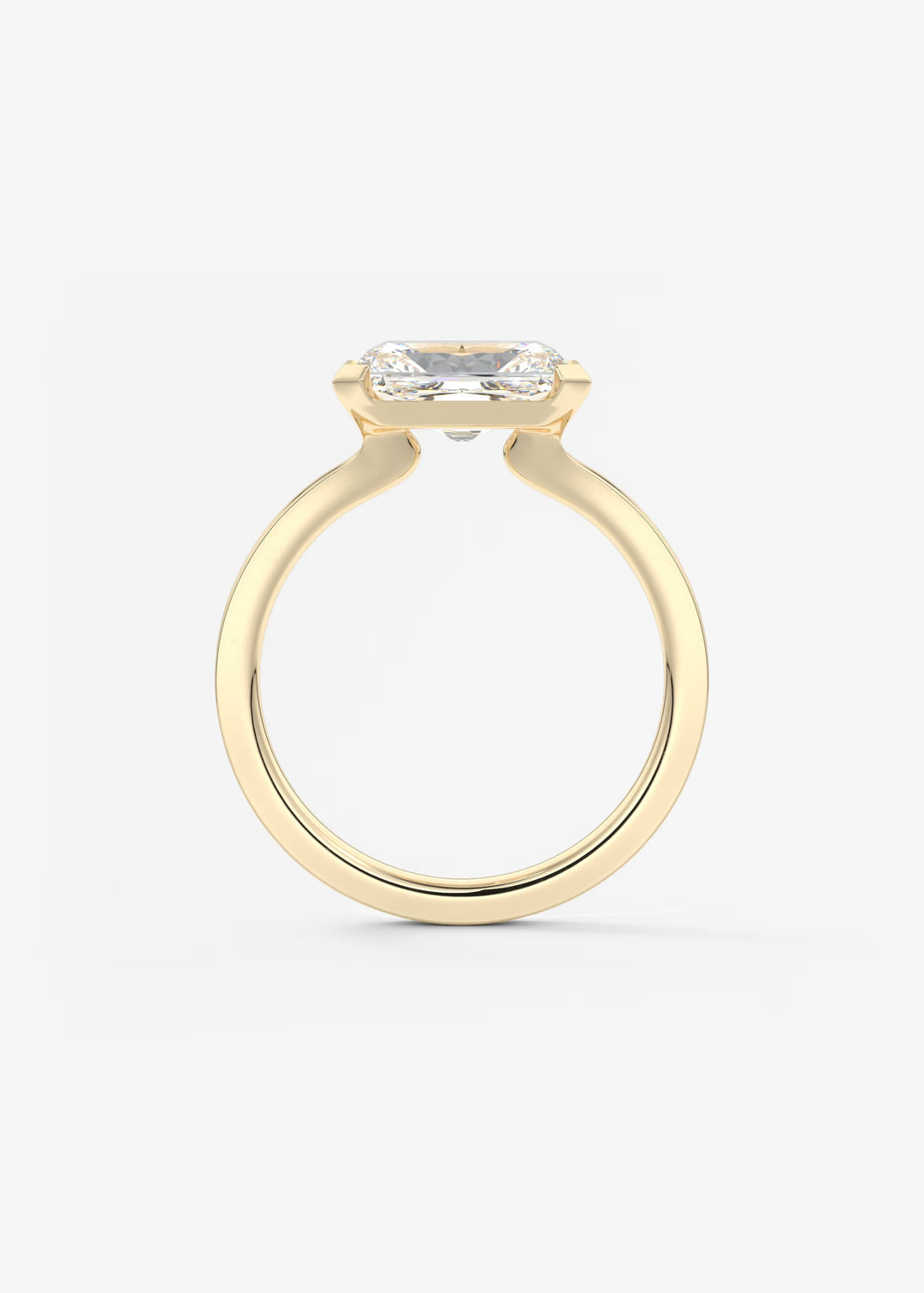 The Vela East West Radiant Cut Engagement Ring with Half Bezel#material_gold