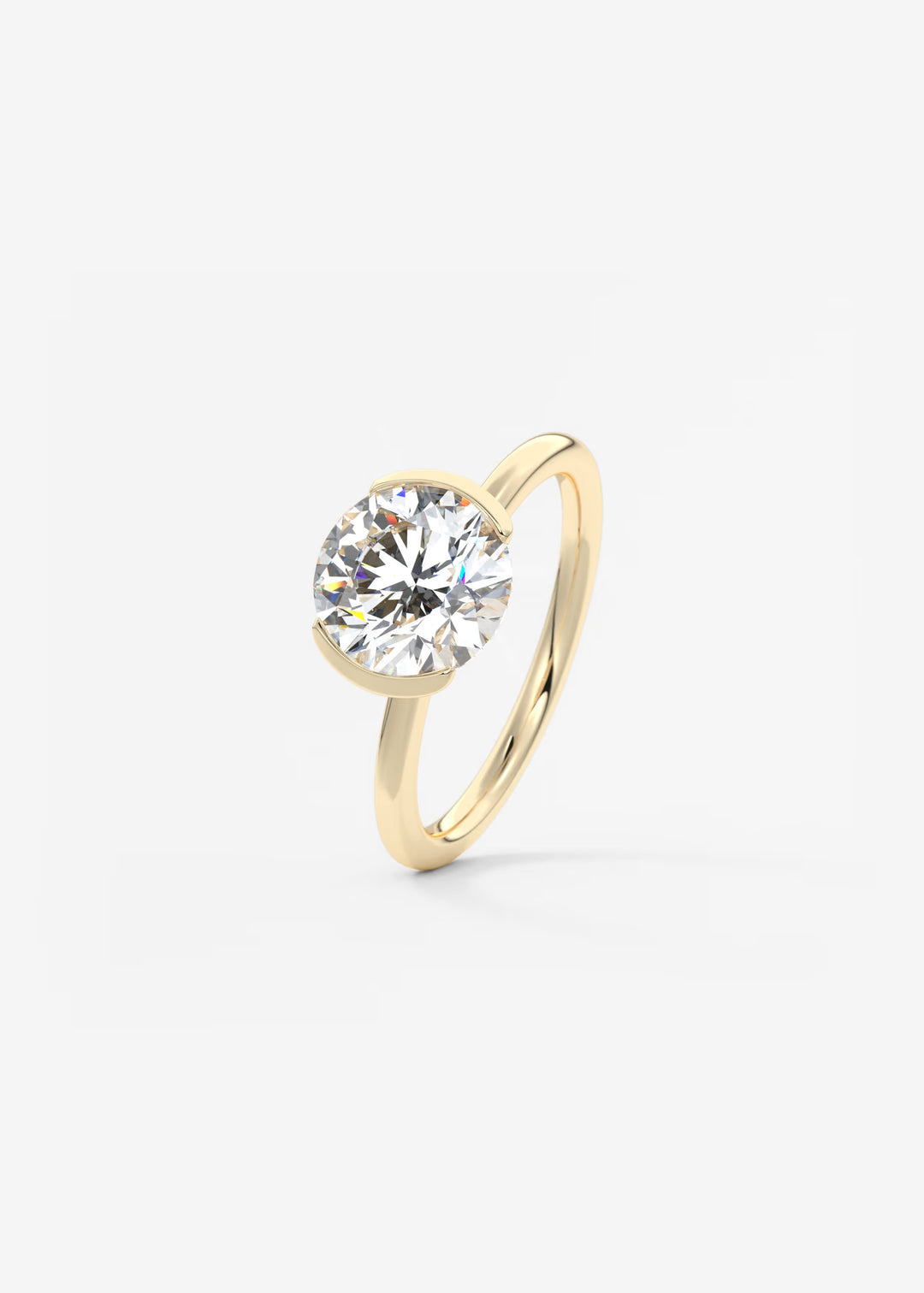 The Vela Round Half Bezel Engagement Ring#material_gold