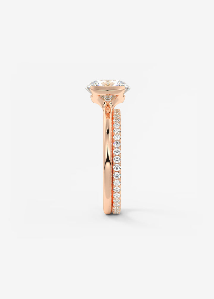 The Vela Round Half Bezel Engagement Ring#material_rose