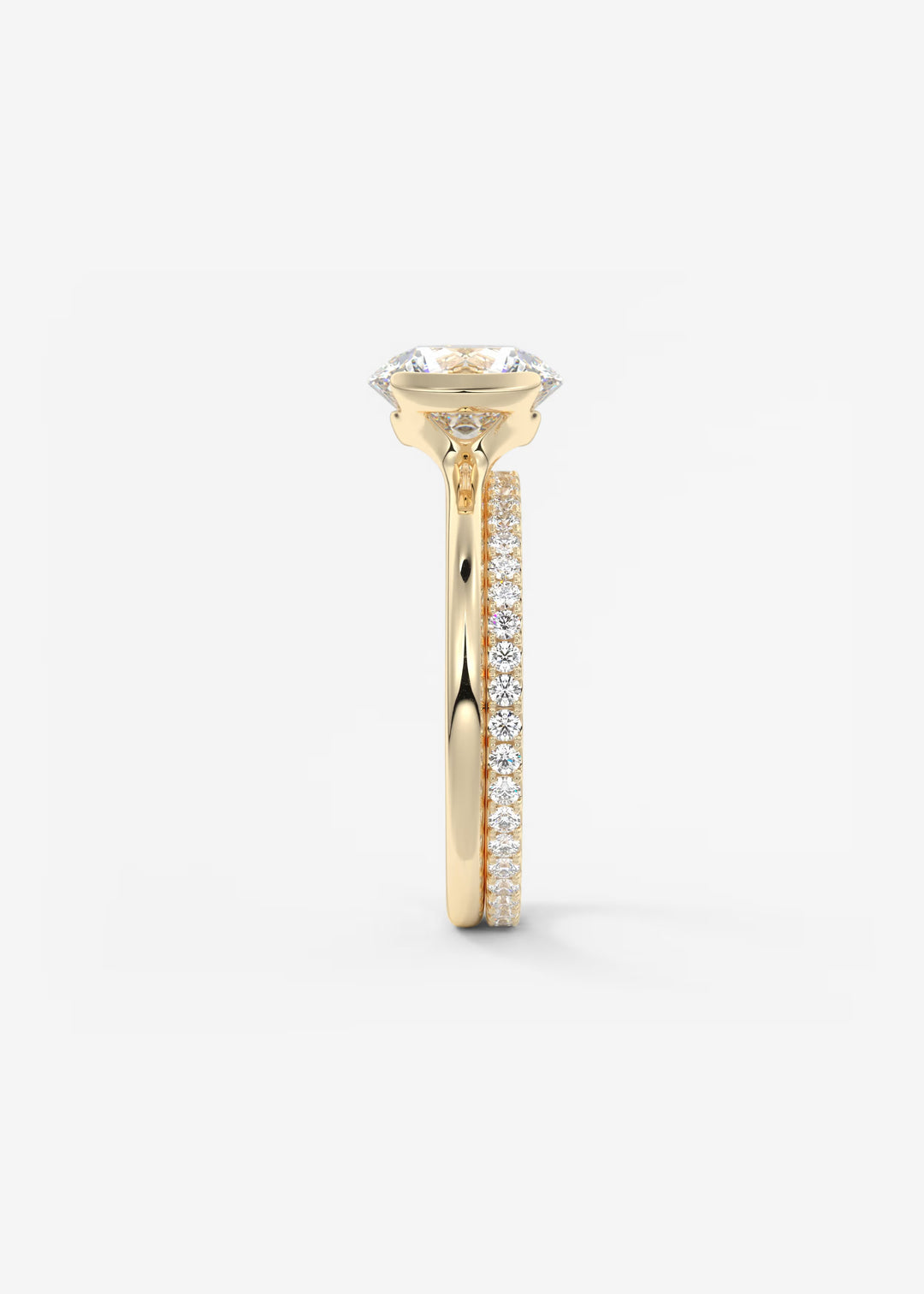 The Vela Round Half Bezel Engagement Ring#material_gold