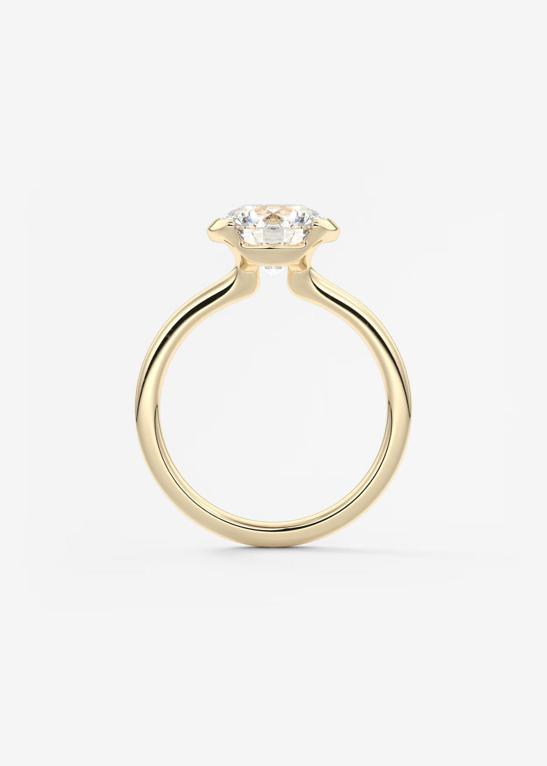 The Vela Round Half Bezel Engagement Ring#material_gold