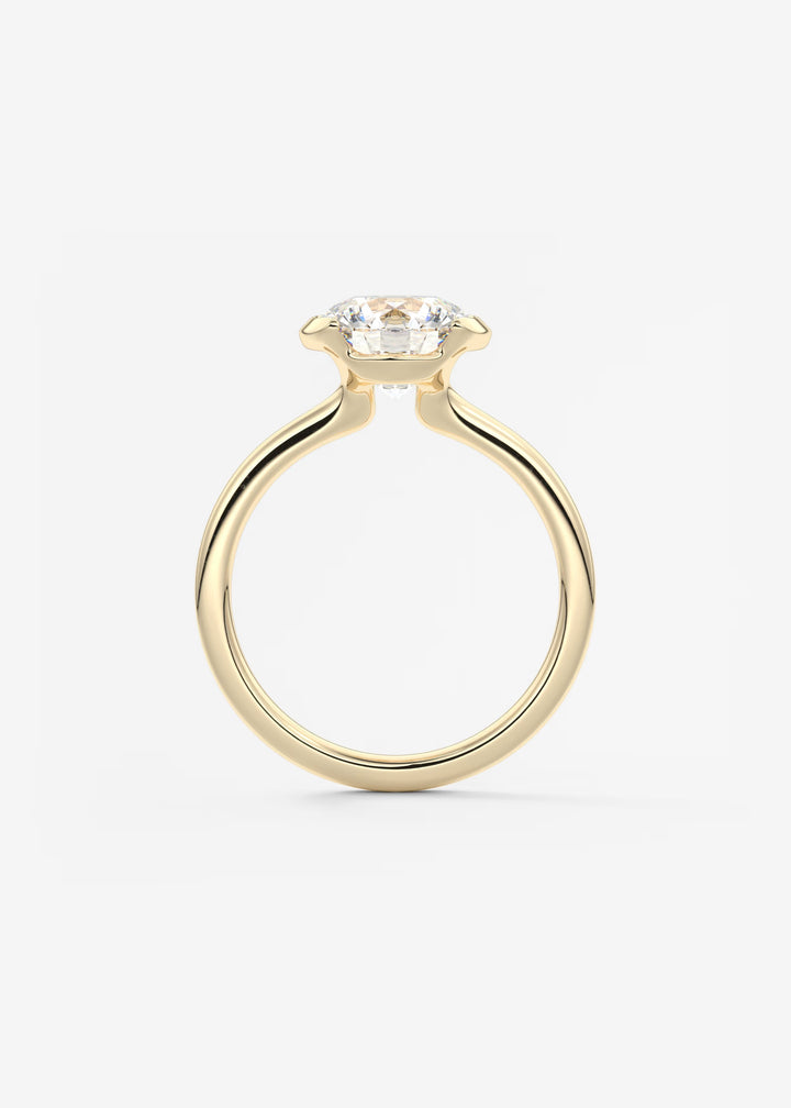 The Vela Round Half Bezel Engagement Ring#material_gold