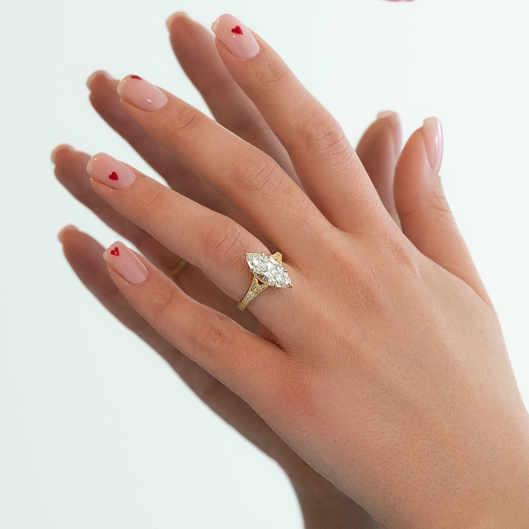 The Vienna Set With A Marquise Lab Diamond#material_gold