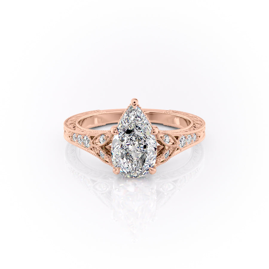 The Vienna Set With A Pear Lab Diamond#material_rose