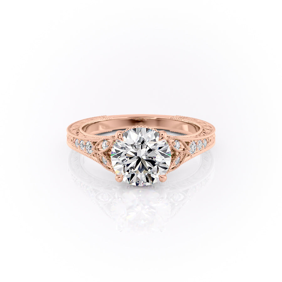 The Vienna Set With A Round Lab Diamond-L'Amour Brilliance #material_rose
