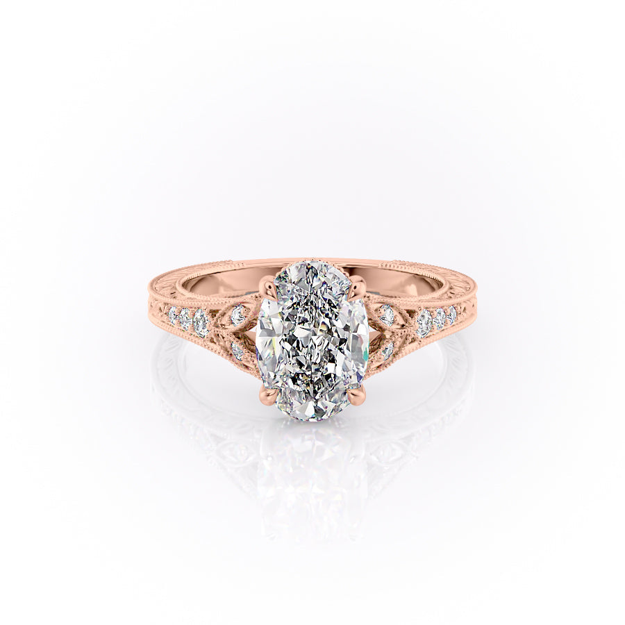 The Vienna Set With An Oval Lab Diamond-L'Amour Brilliance #material_rose