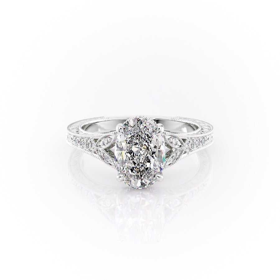The Vienna Set With An Oval Lab Diamond-L'Amour Brilliance #material_white