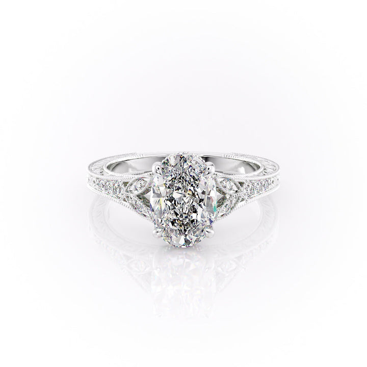 The Vienna Set With An Oval Lab Diamond-L'Amour Brilliance #material_white