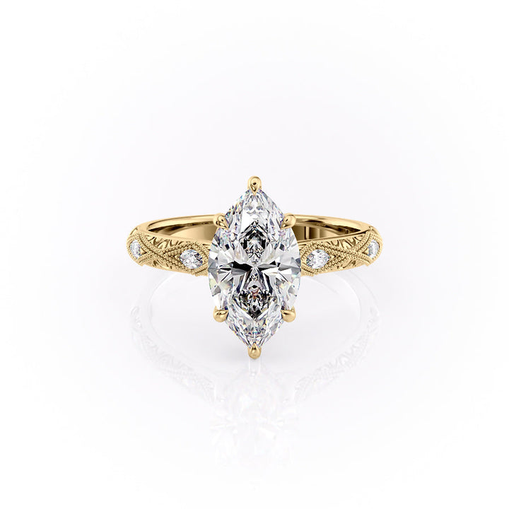 The Vivian Set With A Marquise Vintage Lab Diamond 1 Carat 18K Gold#material_18k-gold