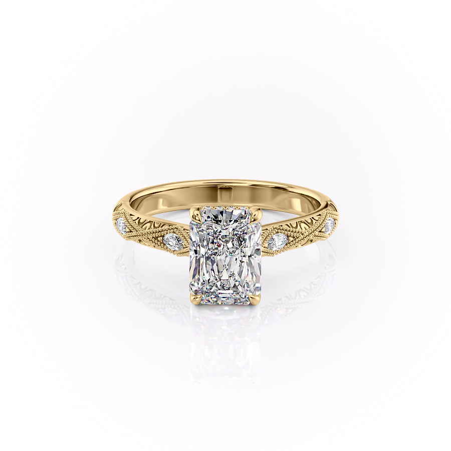 The Vivian Set With A Radiant Vintage Lab Diamond 1 Carat 14K Gold#material_14k-gold