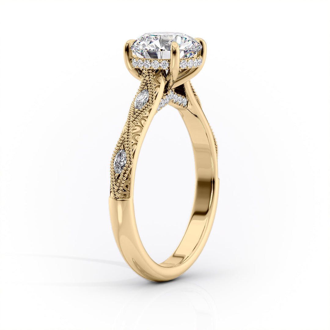 The Vivian Set With A Round Vintage Lab Diamond 1.5 Carat 18K Gold#material_18k-gold