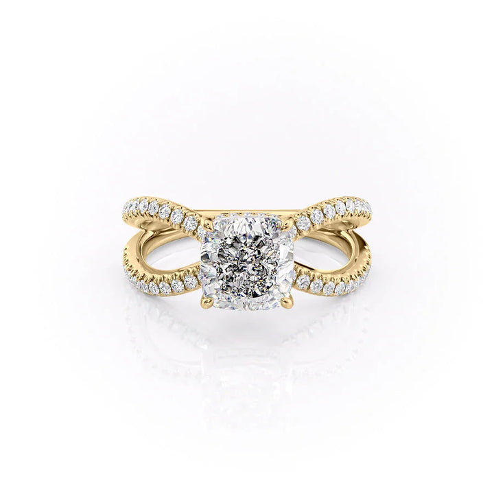 The Zara Set With Cushion Pave Lab Diamond 1 Carat 14K Gold#material_14k-gold