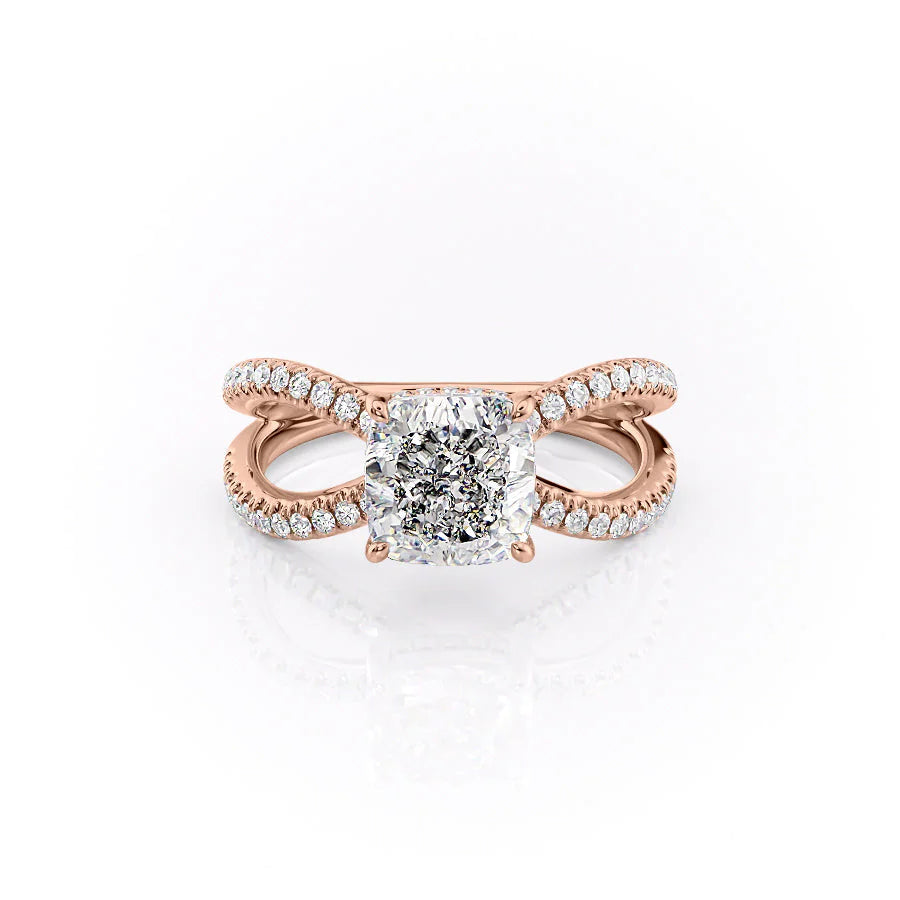 The Zara Set With Cushion Pave Lab Diamond 1 Carat 14K Rose#material_14k-rose