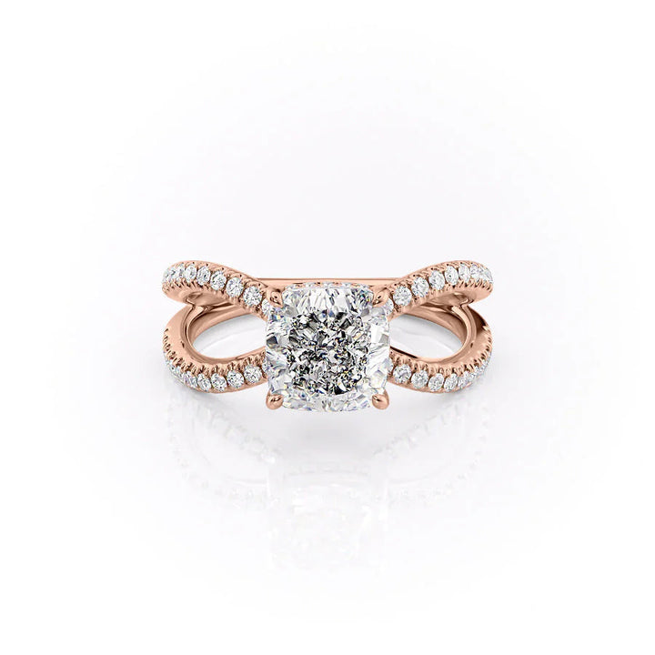 The Zara Set With Cushion Pave Moissanite#material_14k-rose