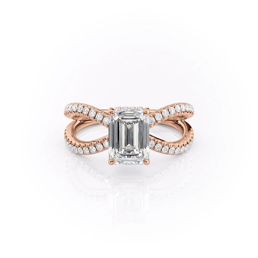 The Zara Set With Emerald Pave Moissanite#material_14k-rose