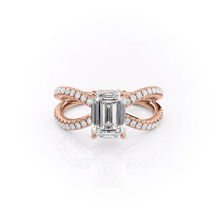 The Zara Set With Emerald Pave Moissanite#material_18k-rose