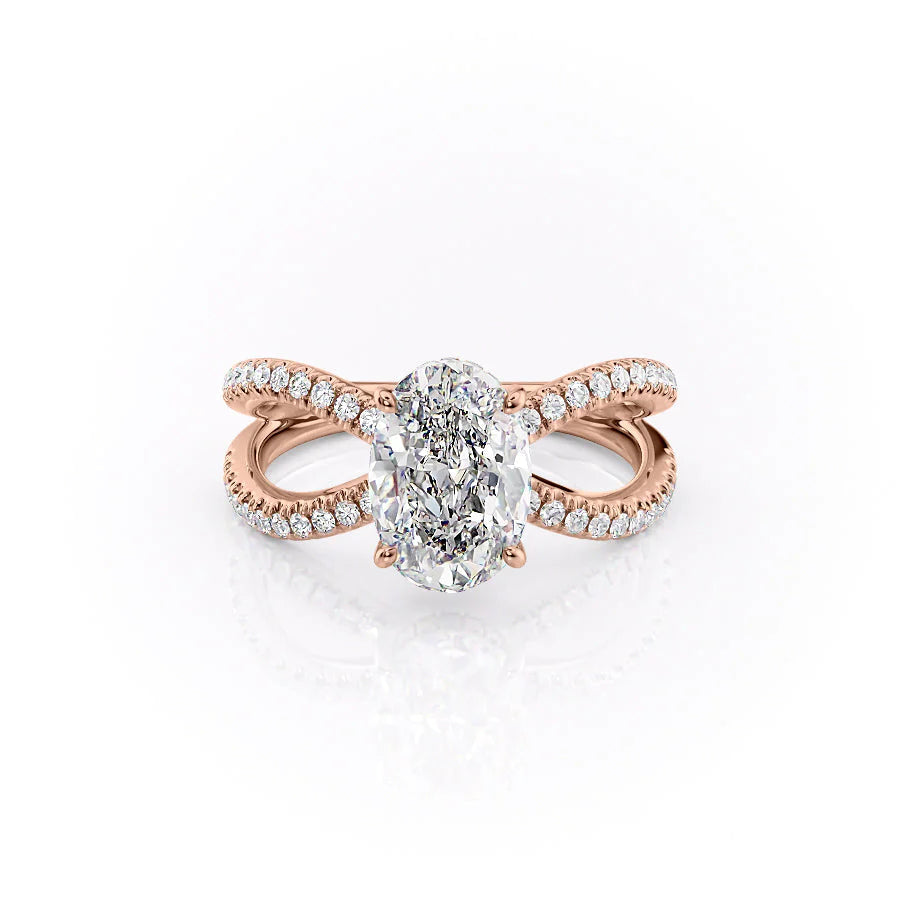 The Zara Set With Oval Pave Moissanite#material_14k-rose