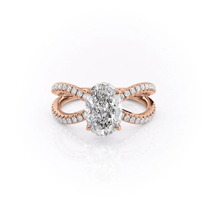 The Zara Set With Oval Pave Moissanite#material_14k-rose