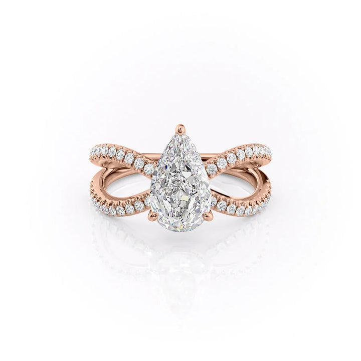 The Zara Set With Pear Pave Moissanite#material_14k-rose