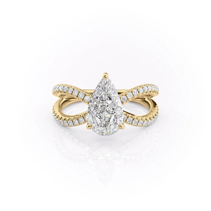 The Zara Set With Pear Pave Lab Diamond 1 Carat 18K Gold#material_18k-gold