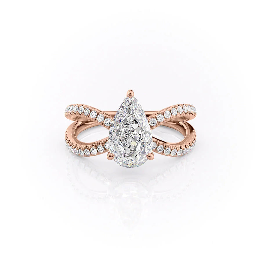 The Zara Set With Pear Pave Lab Diamond 1 Carat 18K Rose#material_18k-rose