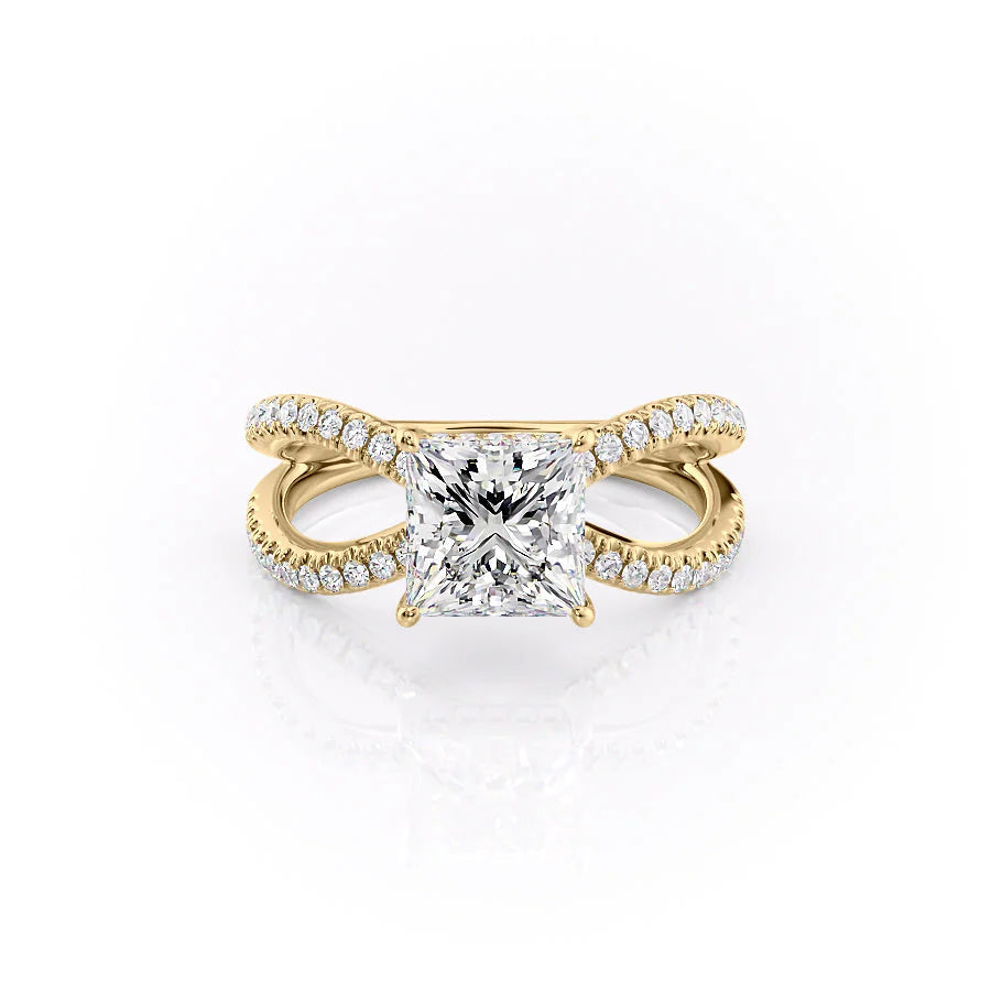 The Zara Set With Princess Pave Lab Diamond 1 Carat 14K Gold#material_14k-gold