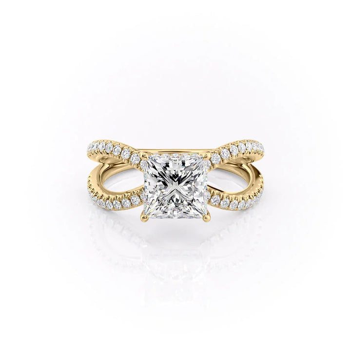 The Zara Set With Princess Pave Lab Diamond 1 Carat 14K Gold#material_14k-gold