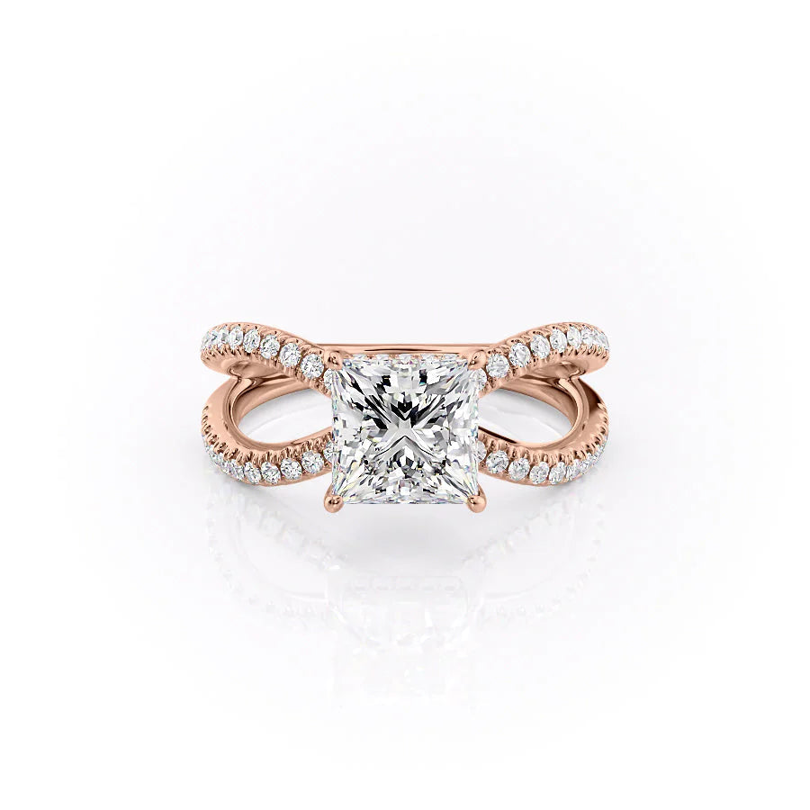 The Zara Set With Princess Pave Lab Diamond 1 Carat 14K Rose#material_14k-rose