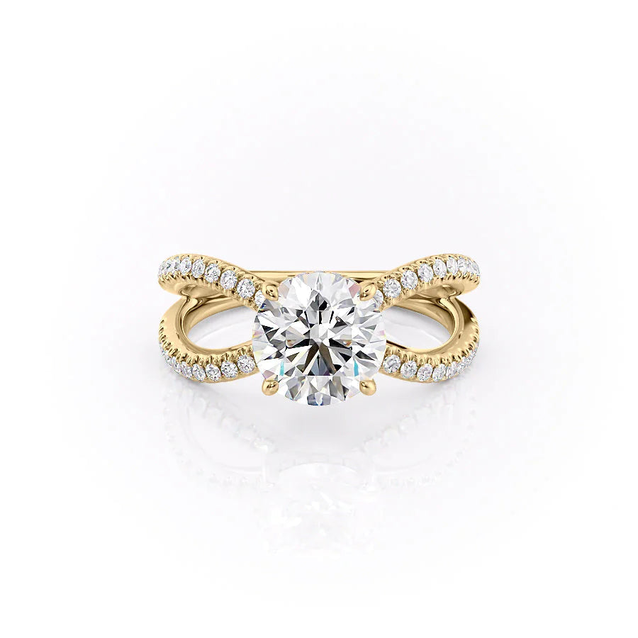 The Zara Set With Round Pave Lab Diamond 1 Carat 14K Gold#material_14k-gold