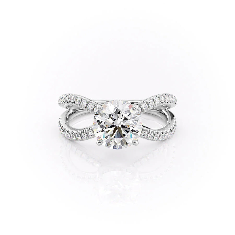 Diamond ring with a bow design on a white background#material_white