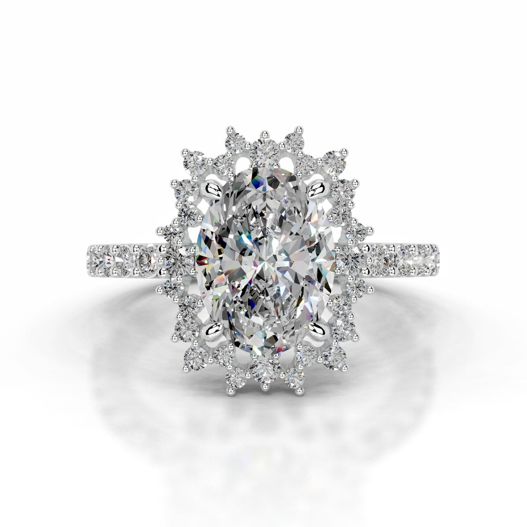 Trudy Moissanite & Diamond Ring 1 Carat 14K White#material_14k-white