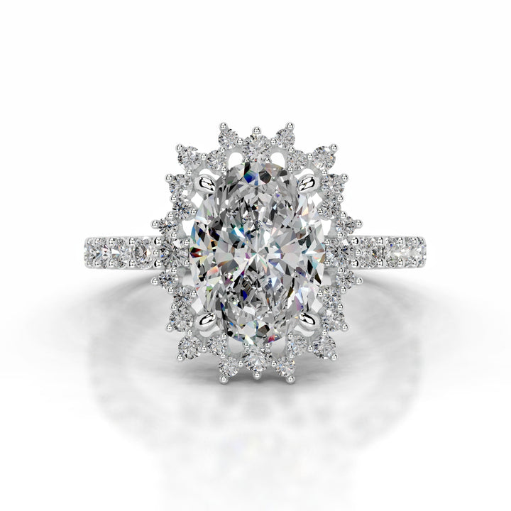 Trudy Moissanite & Diamond Ring 1 Carat 14K White#material_14k-white