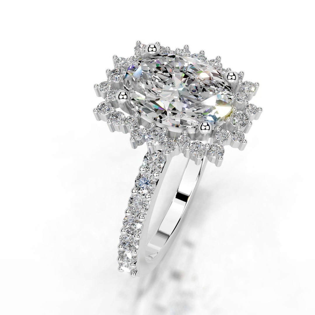 Trudy Moissanite & Diamond Ring 3 Carat 18K White#material_18k-white